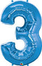 44" NUMBER 3 BLUE SHP - PKG