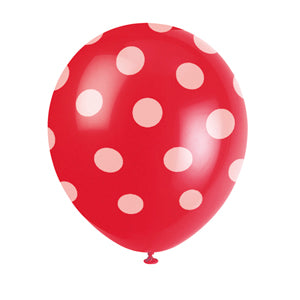 12" Dotted Latex 6ct - Ruby Red