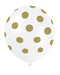 12" Gold Dotted Latex 6ct - White