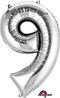 34" NUMBER 9 SILVER - PKG